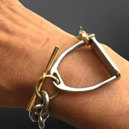 Stainless Steel Equestrian Stirrup Iron Bracelet 