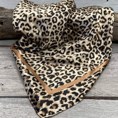 35X35"  Tan Leopard Wild Rag/Scarf WR168