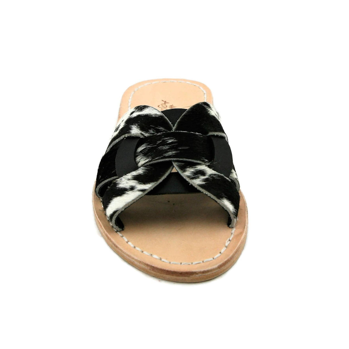 Olivia Cowhide Slide Salt & Pepper