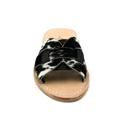 Olivia Cowhide Slide Salt & Pepper