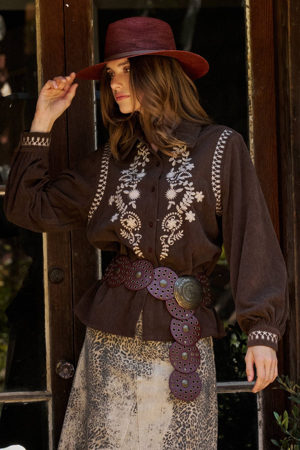 The Ember Embroidered Corduroy Top