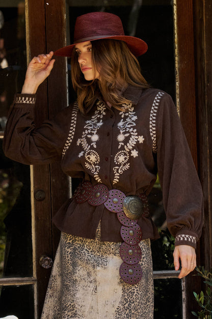 The Ember Embroidered Corduroy Top