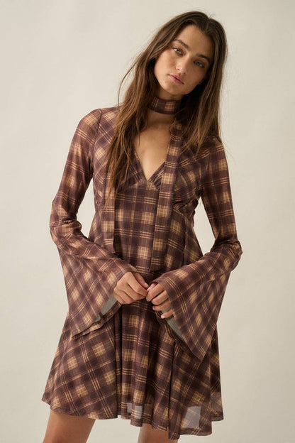 The Lola Plaid Dress : Brown