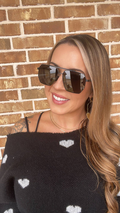 AXL - Unisex Geometric Aviator Polarized Sunglasses: Black