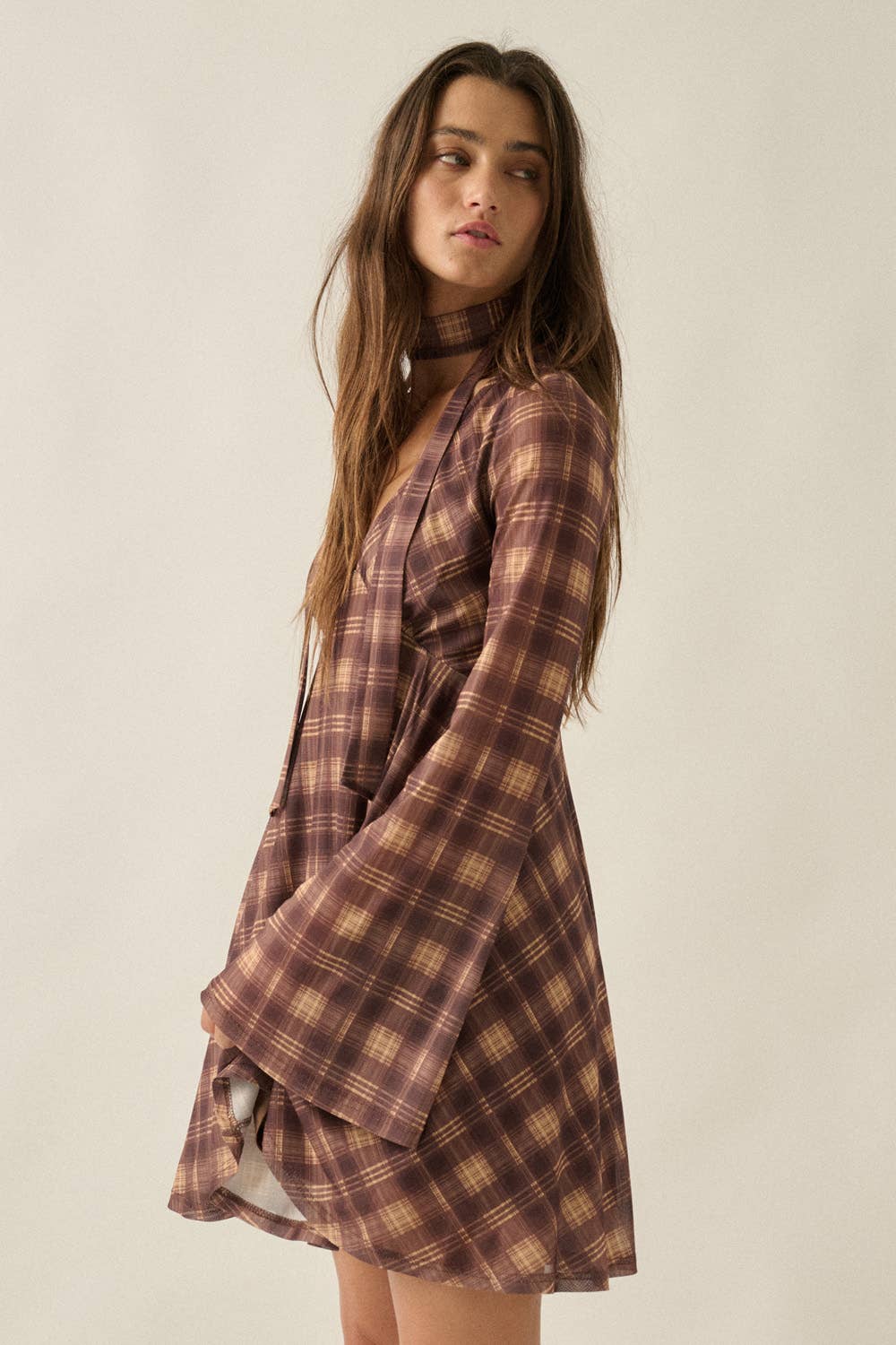 The Lola Plaid Dress : Brown