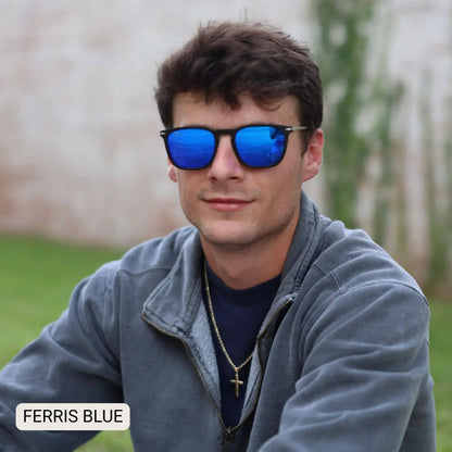 Ferris - Men's Polarized Square Medium Sunglasses: Blue