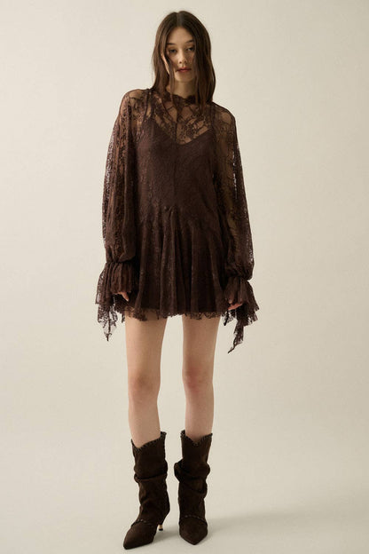 Adele Mock Neck Dress: Chocolate