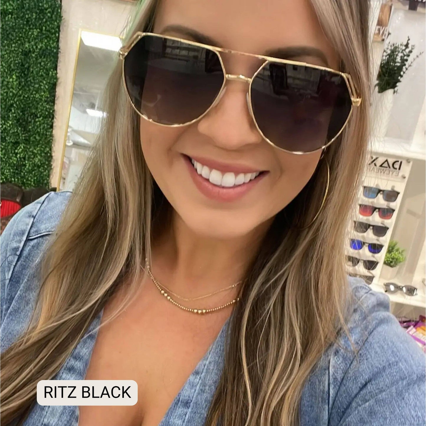 Ritz - Unisex Polarized Large Hair Friendly Aviator: Smokeshow