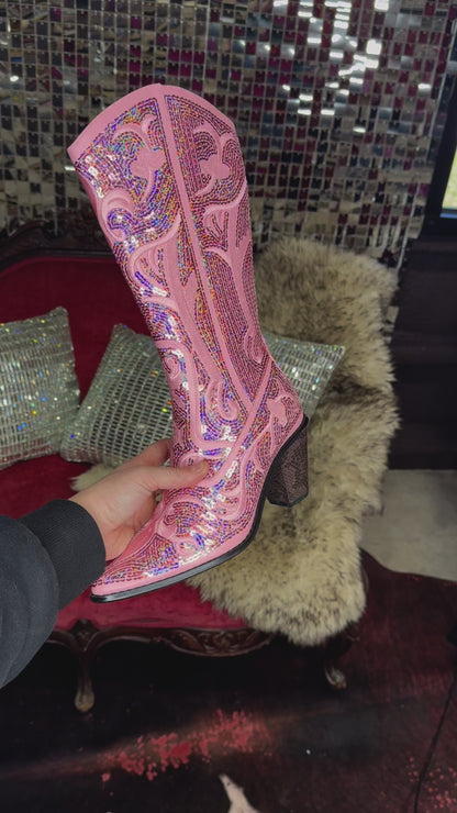 Bling Bling Baby Cowboy Boot- Baby Pink