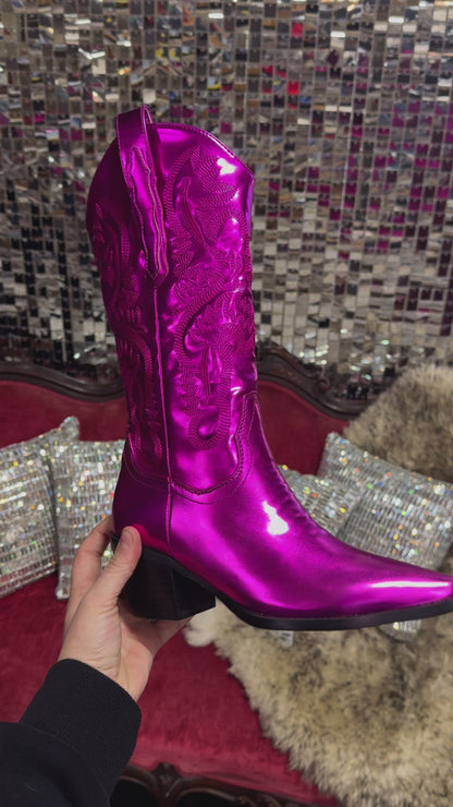 Dancing Queen Metallic Pink Cowboy Boot