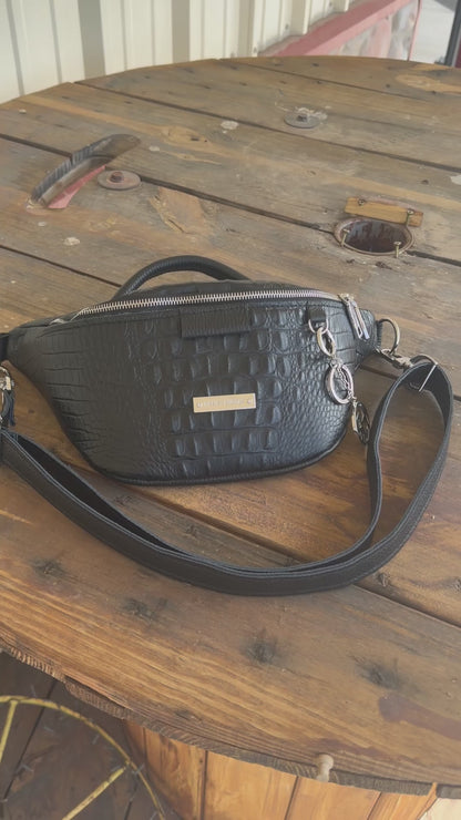 Black Croc by Harley Rhodes Bum Bag Crossbody