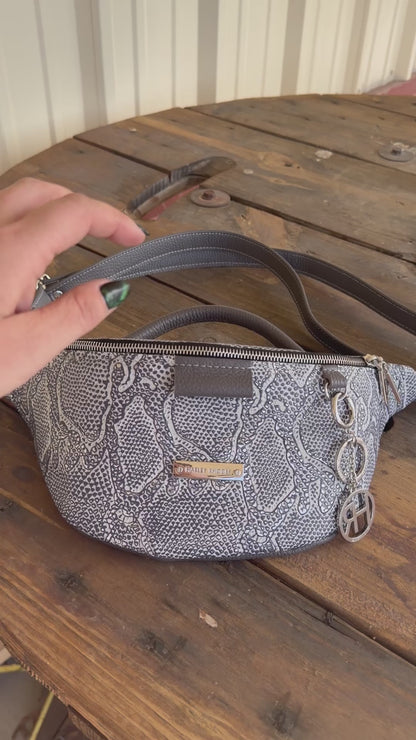 Silver Metallic Python by Harley Rhodes Bum Bag Crossbody