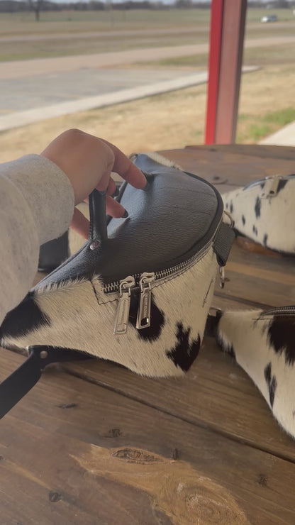Cowhide Black & White by Harley Rhodes Bum Bag Crossbody